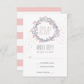 Carte RSVP de mariage Fleur rose blanche (Devant / Derrière)