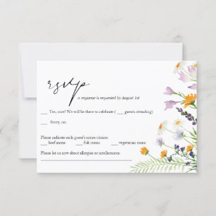 Carte RSVP de mariage fleur sauvage