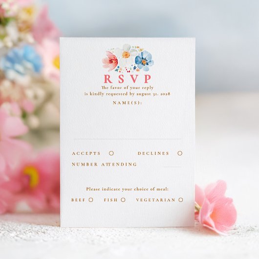 Carte RSVP de mariage fleur sauvage