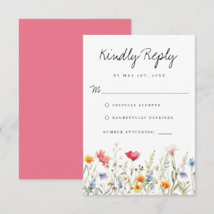Carte RSVP de mariage Fleur sauvage aquarelle