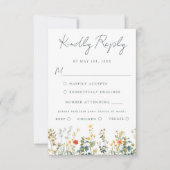 Carte RSVP de mariage Fleur sauvage aquarelle (Devant)