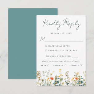 Carte RSVP de mariage Fleur sauvage aquarelle