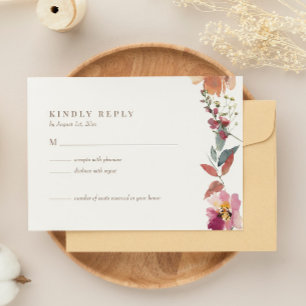 Carte RSVP de mariage fleur sauvage aquarelle