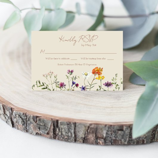 Carte RSVP de mariage fleur sauvage - Aquarelle Fl