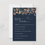 Carte RSVP de mariage Fleur sauvage bleu bleu mari (Devant)