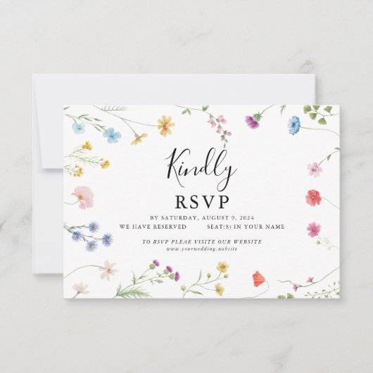 Carte RSVP de mariage Fleur sauvage botanique roma (Devant)