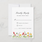 Carte RSVP de mariage Fleur sauvage d'aquarelle (Devant)