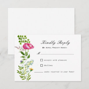 Carte RSVP de mariage Fleur sauvage d'aquarelle