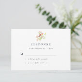 Carte RSVP de mariage Fleur sauvage d'aquarelle (Debout devant)
