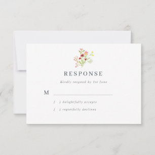 Carte RSVP de mariage Fleur sauvage d'aquarelle