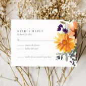 Carte RSVP de mariage Fleur sauvage de tournesol r