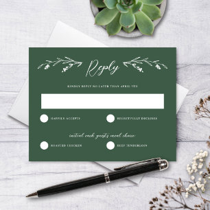 Carte RSVP de mariage Fleur sauvage foncé rustique