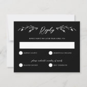Carte RSVP de mariage Fleur sauvage noir rustique (Devant)