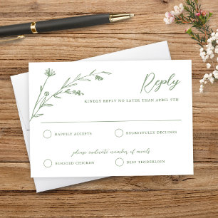 Carte RSVP de mariage Fleur sauvage rustique Sage