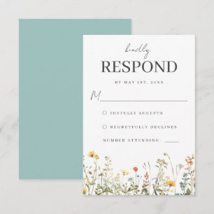Carte RSVP de mariage Fleur sauvage simple