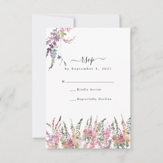 Carte RSVP de mariage Fleur sauvage Spring Meadow (Devant)
