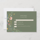 Carte RSVP de mariage Fleur sauvage vert Sage (Devant)