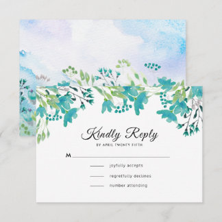 Carte RSVP de mariage Fleur sauvage Watercolor