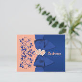 CARTE RSVP DE MARIAGE FLEURIE BLEUE PECHE IMPRIMEE (Debout devant)