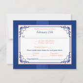 CARTE RSVP DE MARIAGE FLEURIE BLEUE PECHE IMPRIMEE (Dos)