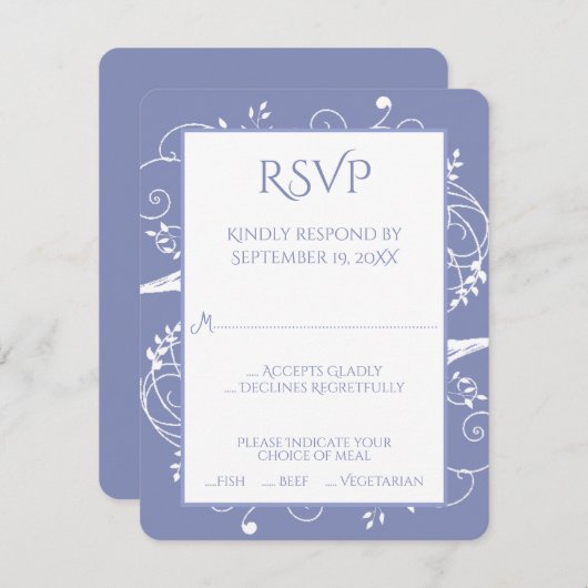 Carte RSVP de mariage fleurie Periwinkle (Devant / Derrière)