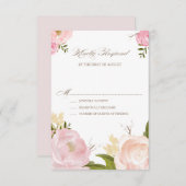 Carte RSVP de mariage Fleurs d'aquarelle romantiqu (Devant / Derrière)