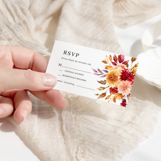 Carte RSVP de mariage Fleurs d'automne