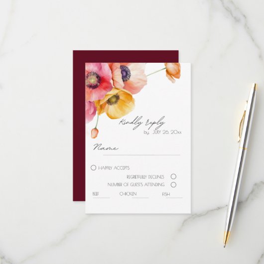 Carte RSVP de mariage floral (Devant/Arrière en situation)