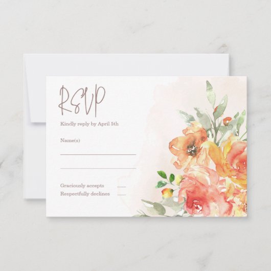 Carte RSVP de mariage floral aquarelle (Devant)