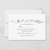 Carte RSVP de mariage floral argent (Devant)