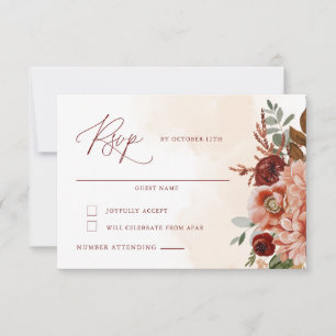 Carte RSVP de mariage floral automne