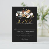 Carte RSVP de mariage floral blanc automne, option (Debout devant)