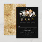 Carte RSVP de mariage floral blanc automne, option (Devant / Derrière)