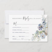 Carte RSVP de mariage floral bleu et blanc (Dos)