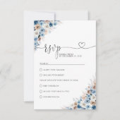 Carte RSVP de mariage Floral Boho bleu (Devant)