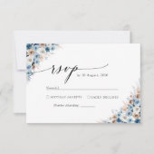 Carte RSVP de mariage Floral Boho bleu (Devant)
