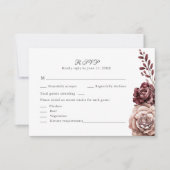Carte RSVP de mariage floral Boho Bourgogne (Devant)