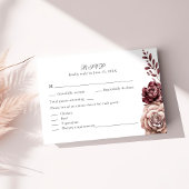 Carte RSVP de mariage floral Boho Bourgogne
