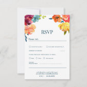 Carte Rsvp de mariage floral coloré été brillant (Devant)