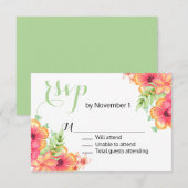 Carte RSVP de mariage floral corail et rose (Devant / Derrière)