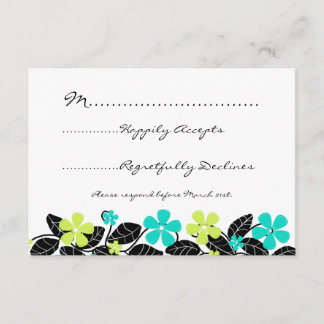 Carte RSVP de mariage floral de chaux et de turqou
