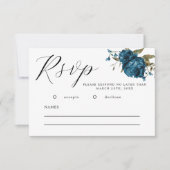 Carte RSVP de mariage floral de la chute bleue de  (Devant)