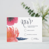 Carte RSVP de mariage floral de la marine (Debout devant)