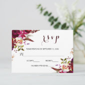 Carte RSVP de mariage floral de la marine de Bourg (Debout devant)