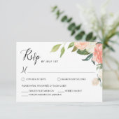 Carte RSVP de mariage floral de la Pêche à l'aquar (Debout devant)