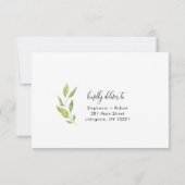 Carte RSVP de mariage floral de la Pêche à l'aquar (Dos)