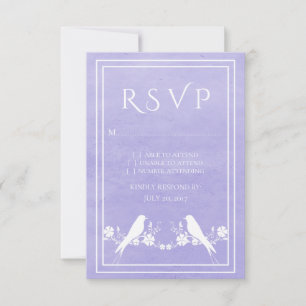 Carte RSVP de mariage floral de lovebird violet