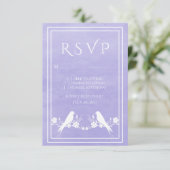 Carte RSVP de mariage floral de lovebird violet (Debout devant)