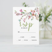 Carte RSVP de mariage floral en fleurs de cerisier (Debout devant)