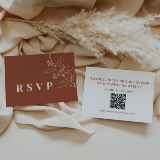 Carte RSVP de mariage Floral en terre cuite avec c